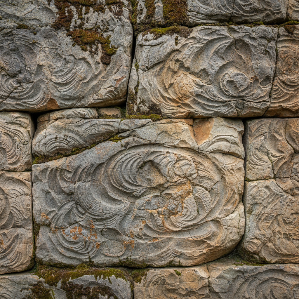 Stenvägg med naturliga mönster och textur som förmedlar tidlöshet och historisk djup
